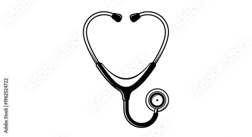Stethoscope shaped as he in black and white line
