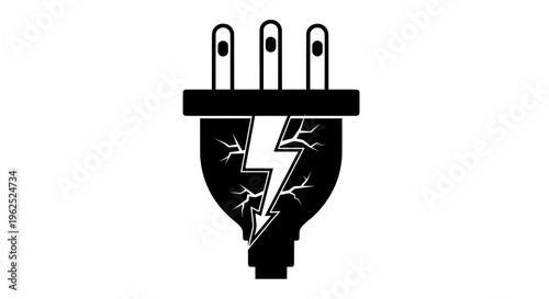 He shaped plug with lightning bolt and four prongs