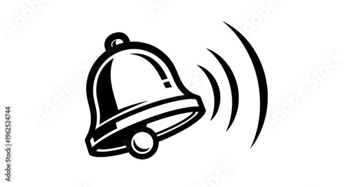 Minimalist black and white bell ringing with sound waves
