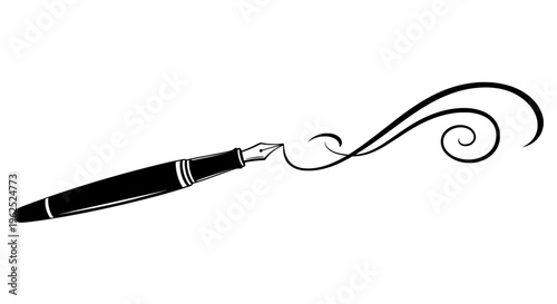 Sleek modern fountain pen with spiral curved lines