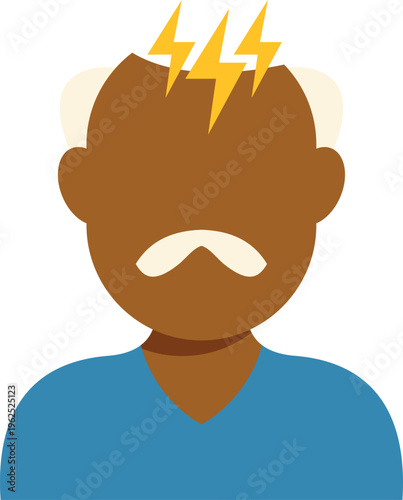 Senior man suffering from headache pain and migraine symptoms