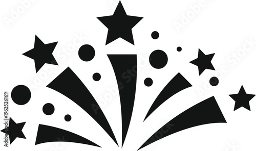 Fireworks exploding with stars and dots, creating a festive celebration vector icon