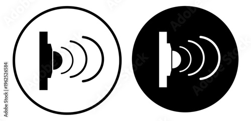 Ilustración de sensor infrarrojo. Icono circular en blanco y negro con estilo minimalista. Vector para sitio web, folleto, app y otros.