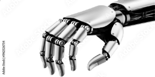 Halftone Robot Hand Texture | Dotted AI & Future Technology Background for Design