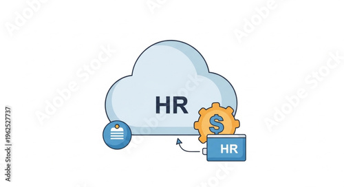 Cloud-Based HR Management System Illustration for Modern Business Solutions.