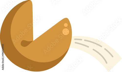 Fortune cookie with a paper slip predicting future and bringing good luck