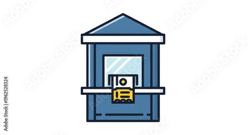 Illustration of a Blue Ticket Booth with a Closed Sign.