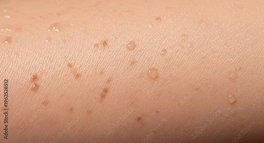 Fototapeta premium Sweat Droplets on Human Skin Close-up