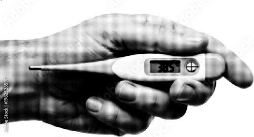 Halftone Digital Thermometer Texture | Dotted Healthcare & Temperature Check Background