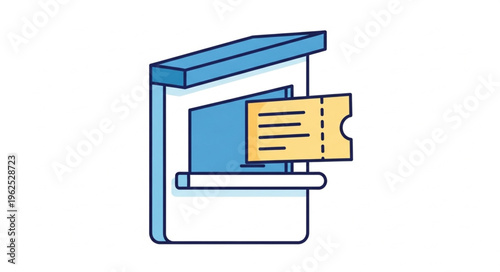 Ticket Dispenser Machine with Issued Ticket Illustration.