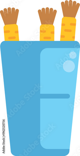 Miswak toothbrushes, a traditional teeth cleaning tool, standing in a transparent glass