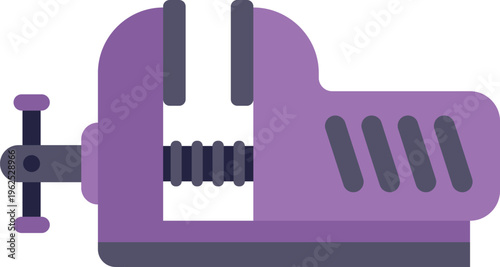 Bench vise clamp holding tool flat icon on white background representing repair work