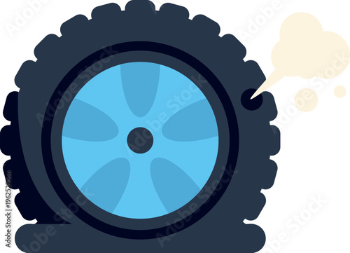 Flat tire icon showing a car wheel with a puncture and air leaking out