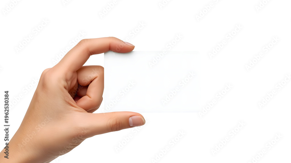 Obraz premium Hand holding a blank business card isolated for business presentation and communication use