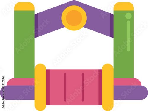 Flat design representation of an inflatable playhouse for children