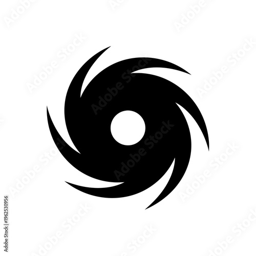 Black Hurricane Icon or Storm Symbol Vector Illustration