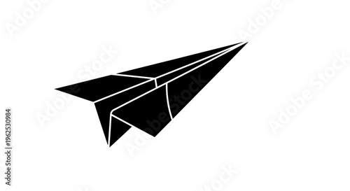 Black Paper Airplane Icon Isolated on White Background