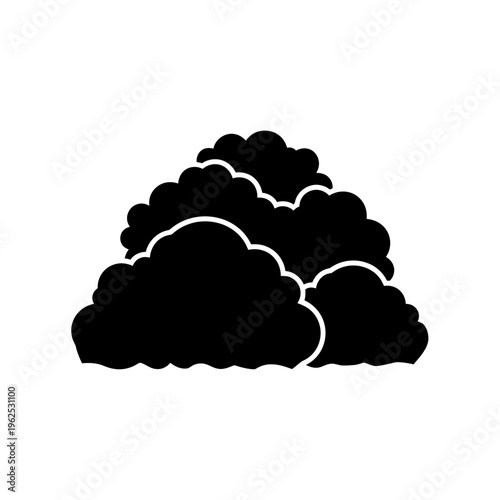 Black Silhouette Icon of a Bushy Shrub or Hedge