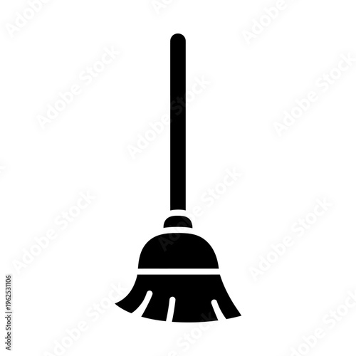 Black Silhouette Icon of a Cleaning Broom