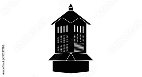 Black Silhouette of a Cupola Roof Vent Icon
