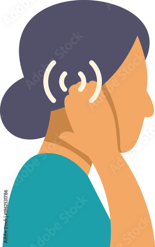 Person holding ear, feeling discomfort from ringing and hearing issues
