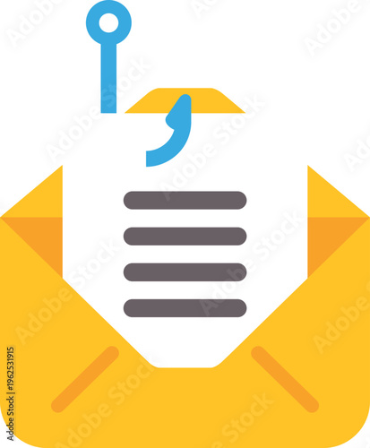 Email with a fish hook symbolizing a phishing scam or cyber attack