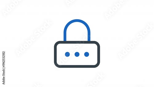 Secure password lock icon animation motion graphics, featuring a padlock and code dots. Perfect for cybersecurity visuals, login systems, UI interfaces, data protection, and digital security concepts.
