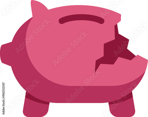 Minimalist illustration of a cracked piggy bank representing economic trouble