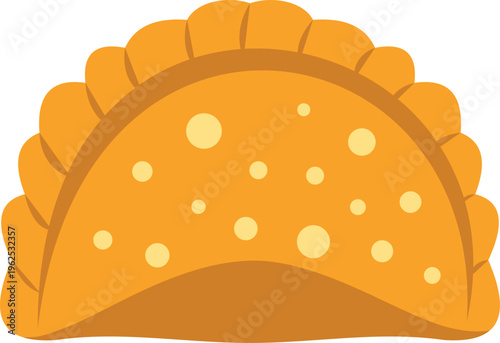 Illustration of a golden fried empanada showing a crispy and detailed baked texture design