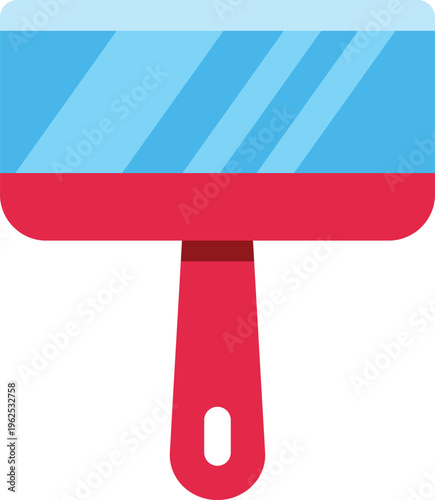 Flat vector illustration of a red and blue window squeegee used for cleaning surfaces