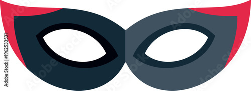 Stylish black and red masquerade eye mask design representing mystery and elegance