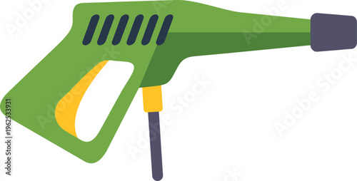Flat vector illustration of a green fuel pump nozzle symbolizing eco friendly and clean energy