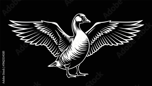 Goose with outstretched wings vector