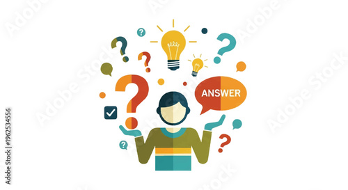 Conceptual illustration of problem solving and idea generation