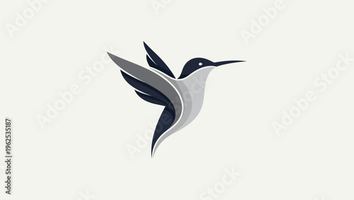 Hummingbird icon elegant bird in flight