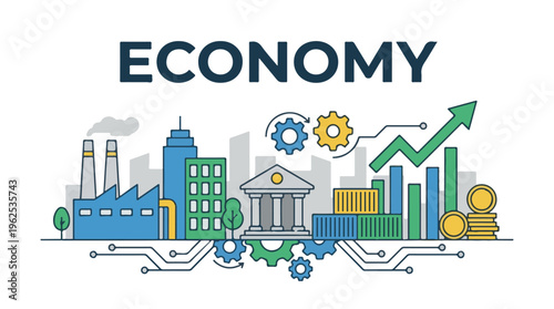 Flat Design Illustration of Global Economy, Business, and Financial Growth