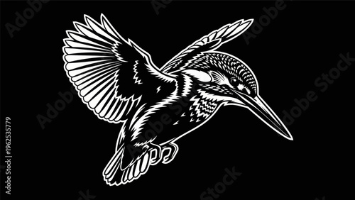 Картината върху платно Kingfisher bird graphic illustration