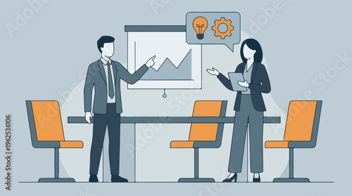 Professional Business Meeting with Presentation and New Ideas