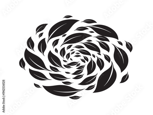 Dynamic leaves in wind swirl silhouette with graceful movement and flow