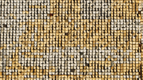 фотографія Golden shimmering sequin wall creating a vibrant festive glitter background
