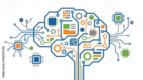 Artificial intelligence brain circuit board technology concept