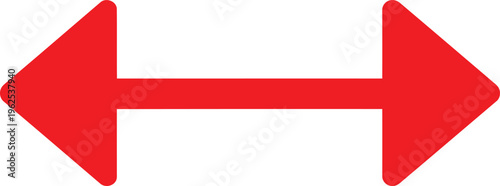 A vibrant red double headed arrow icon pointing towards both the left and right side directions Vector