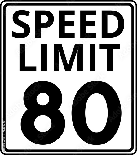 Speed Limit 80 mph Sign Vector