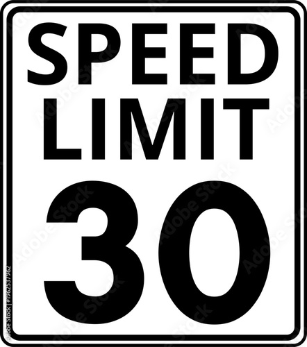 Speed Limit 30 mph Sign Vector