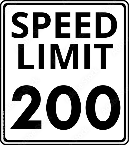 Speed Limit 200 mph Sign Vector
