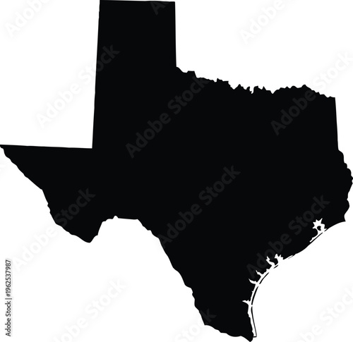 A simple black silhouette of the state of texas isolated against a plain white background design Vector