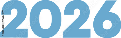A bold and minimalist representation of the upcoming calendar year twenty twenty-six in blue Vector