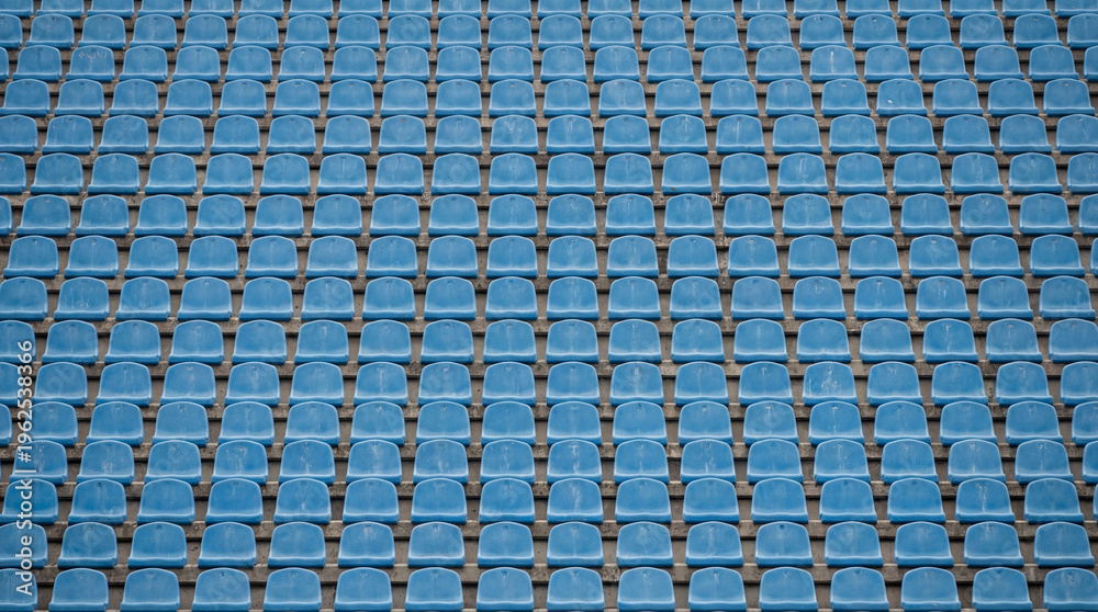 Fototapeta premium empty blue stadium seats, football, sports venue
