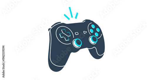 A dark blue video game controller.