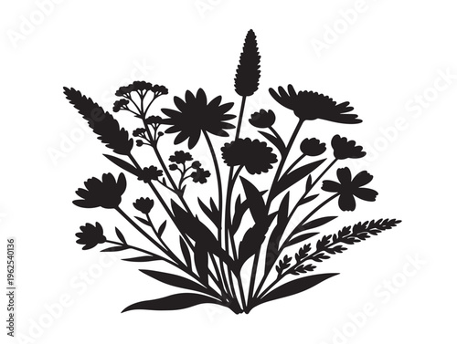 Romantic wild bouquet assortment silhouette for floral arrangement visuals